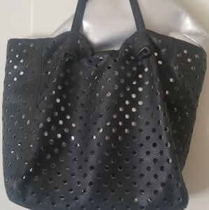 Deux lux Tote with Siver zip pouch insert